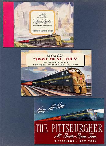 VARIOUS ARTISTS.  [PENNSYLVANIA RAILROAD / SALESMANS BOOK]. Spiral-bound book of folded posters & various promotional materials. Circa